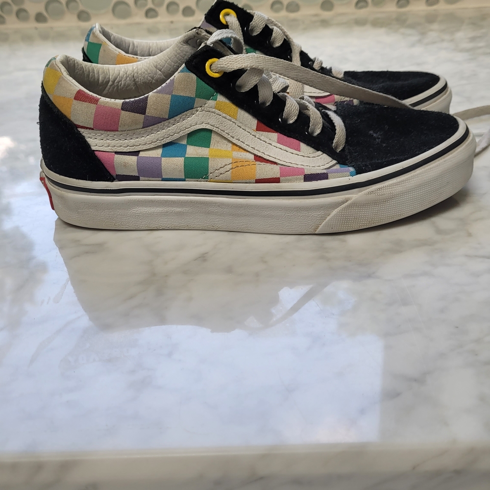 Vans Kids' Black and Multicolor Checkered Sneakers